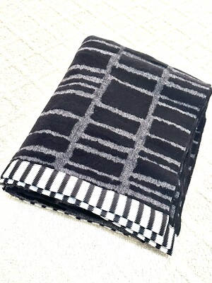 Merino LambsWool Blend Ardmore Noir Black Grey Bed Throw Blanket Designer Guild