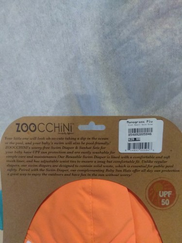Zoocchini Swim Diaper And Sun Hat Set 3-6  Months NWT Small