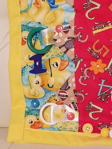 Handmade Fidget Lap Blanket Quilt baby toddler kids autism numbers farm yellow