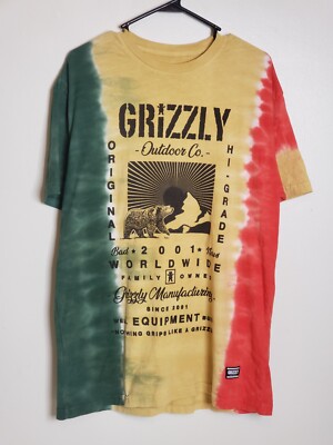 Grizzly Grip tape Authentic Tagline Short Sleeve Tee Shirt Tie Dye Size XL