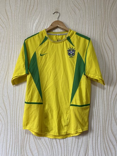 BRAZIL 2002 PRE MATCH HOME FOOTBALL SHIRT SOCCER SOCCER JERSEY NIKE sz L  MEN 