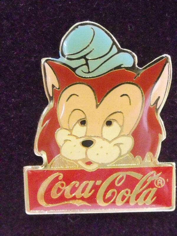 1986 Disney Coke 15th Anniversary Coca Cola Gideon Cat Pinocchio LE Pin Rare