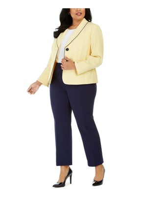 

LE SUIT Женская желтая рабочая куртка с отделкой окантовкой Plus, Желтый, 50039053V81