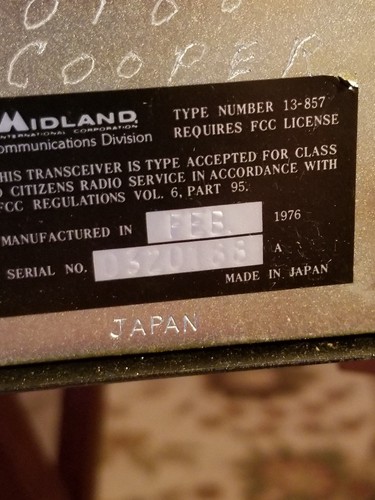 Vintage Midland CB Radio 13-857with Microphone CB CW 1976