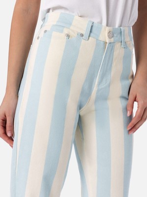 Pre-owned Saint Barth Mc2  Woman Light Blue Striped Print Denim Belleville