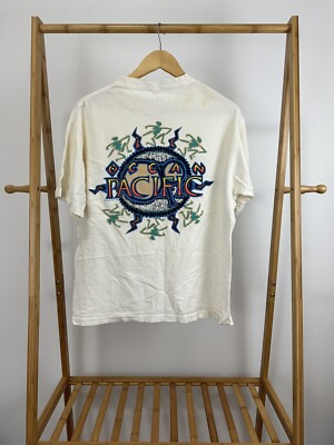 VTG Ocean Pacific OP Surf Stick Figure Double Sided T-Shirt Size L