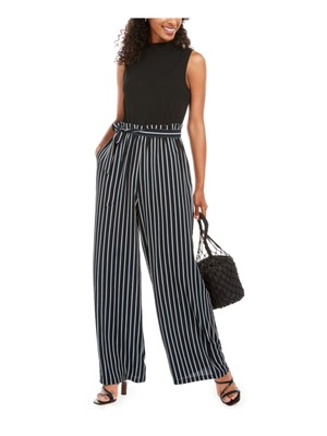 

AS YOU WISH Женский черный вечерний комбинезон в полоску с поясом и широкими штанинами для юниоров