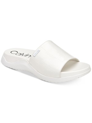Женские белые босоножки CALVIN KLEIN на платформе 1 с узким носком, на танкетке, без шнуровки, обувь 5