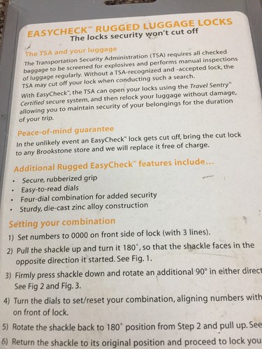 Brookstone EasyCheck Luggage Lock TSA Approved & Travel Sentry Certified 2-Pack