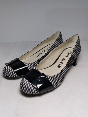 Anne Klein 6M Akhastobe 3D Abstract Checked Block Pump Heel   Mint Condition