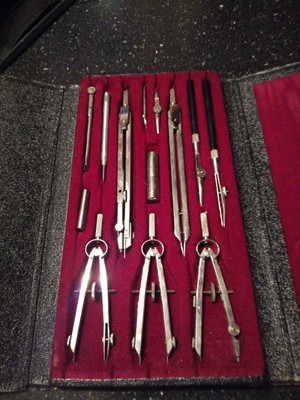 Vintage DRAFTING TOOL SET  Germany PRO SET 1 FIELD COMPASSES Complete 53 C 7822