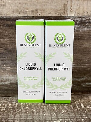2x Benevolent Nourishment Liquid Chlorophyll Herbal Supplement 06/2026 2 oz.