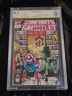 Marvel 1991 Infinity Gauntlet #2 CBCS (  CGC) 9.2 NM- SIGNED by George Perez!