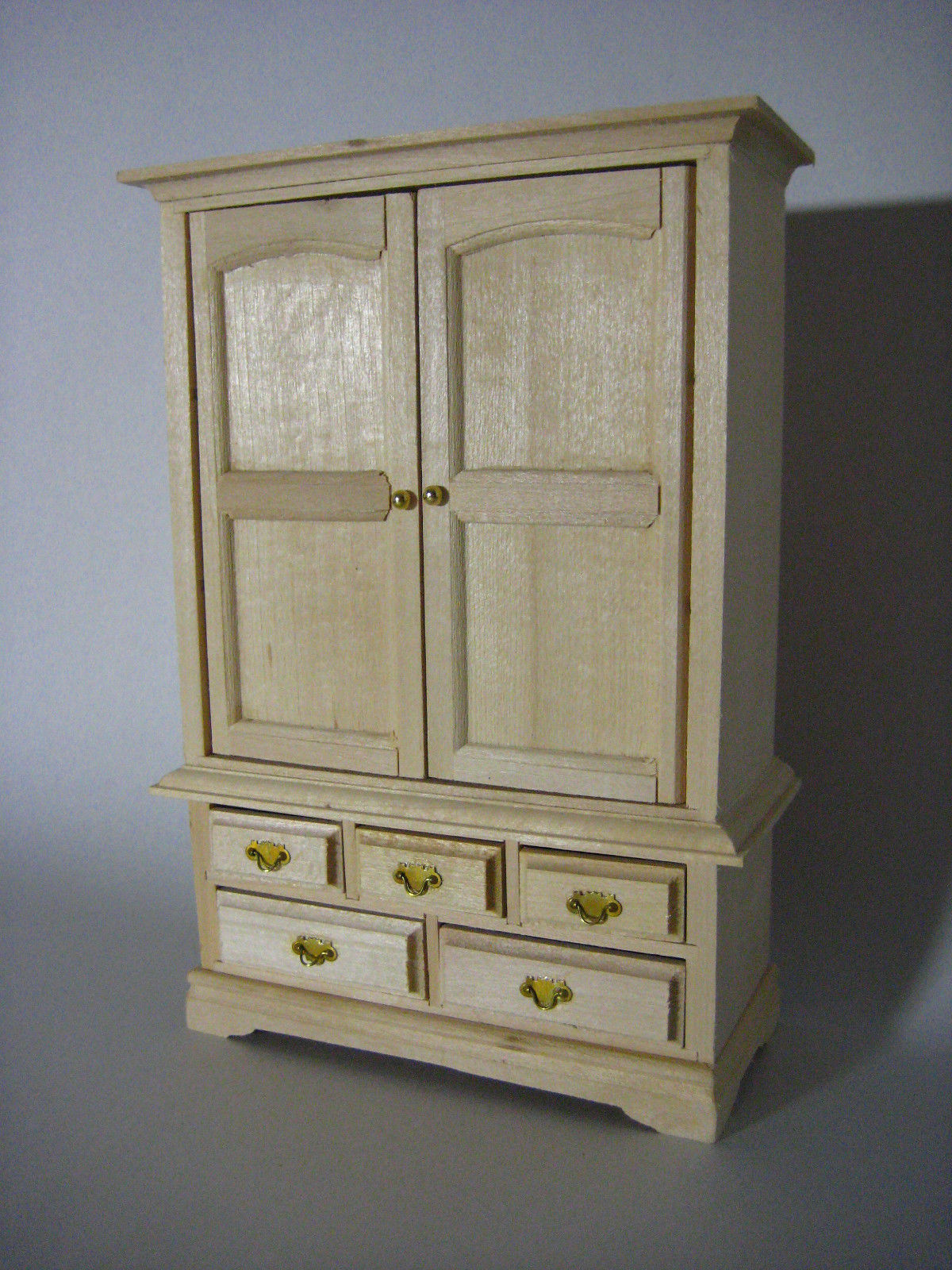 Dollhouse Miniature Large Unfinished Wood Wardrobe Amoire Closet 1