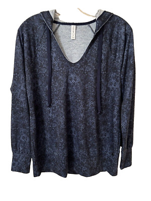 Ideology Women's Python Print Blue Hoodie Size Medium Poly Blend