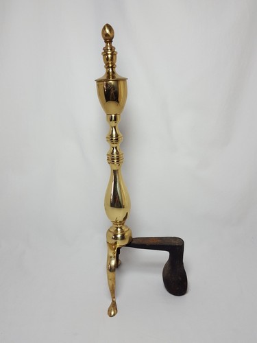 Vintage Solid Brass Federal Leg Fire Place Andirons Pair