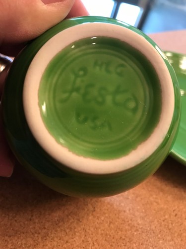 Vintage FIESTA 1950's MEDIUM GREEN CUP and SAUCER ~ Fiestaware by Laughlin