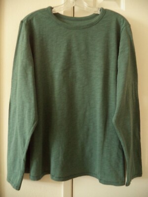 Old Navy Light Forest Pine Green Cotton Slub Long Sleeve Tshirt 1X 18 XL XXL 2X