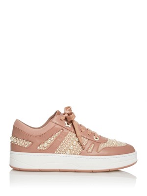 

JIMMY CHOO Женские розовые кроссовки на танкетке с искусственным жемчугом Star 1 Hawaii Platform, Розовый, J000143049