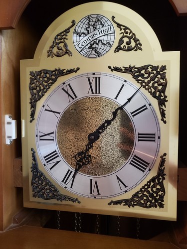 Tempus Fugit Grandfather Clock, 75 inches tall, Light Oak Wood, Local Pickup