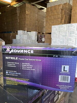 Advance Exam Nitrile Gloves Powder Free Blue,Case Of 500 PCs Size L 8 Mil