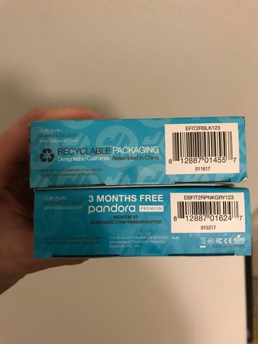 Lot Of 2 JLAB FIT 2.0 Sport Earbuds Universal Mic + Track Control 1 Black 1 Pink