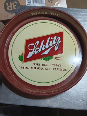 Vintage Schlitz Brewing Steel Beer Tray - Made Milwaukee Famous USA 