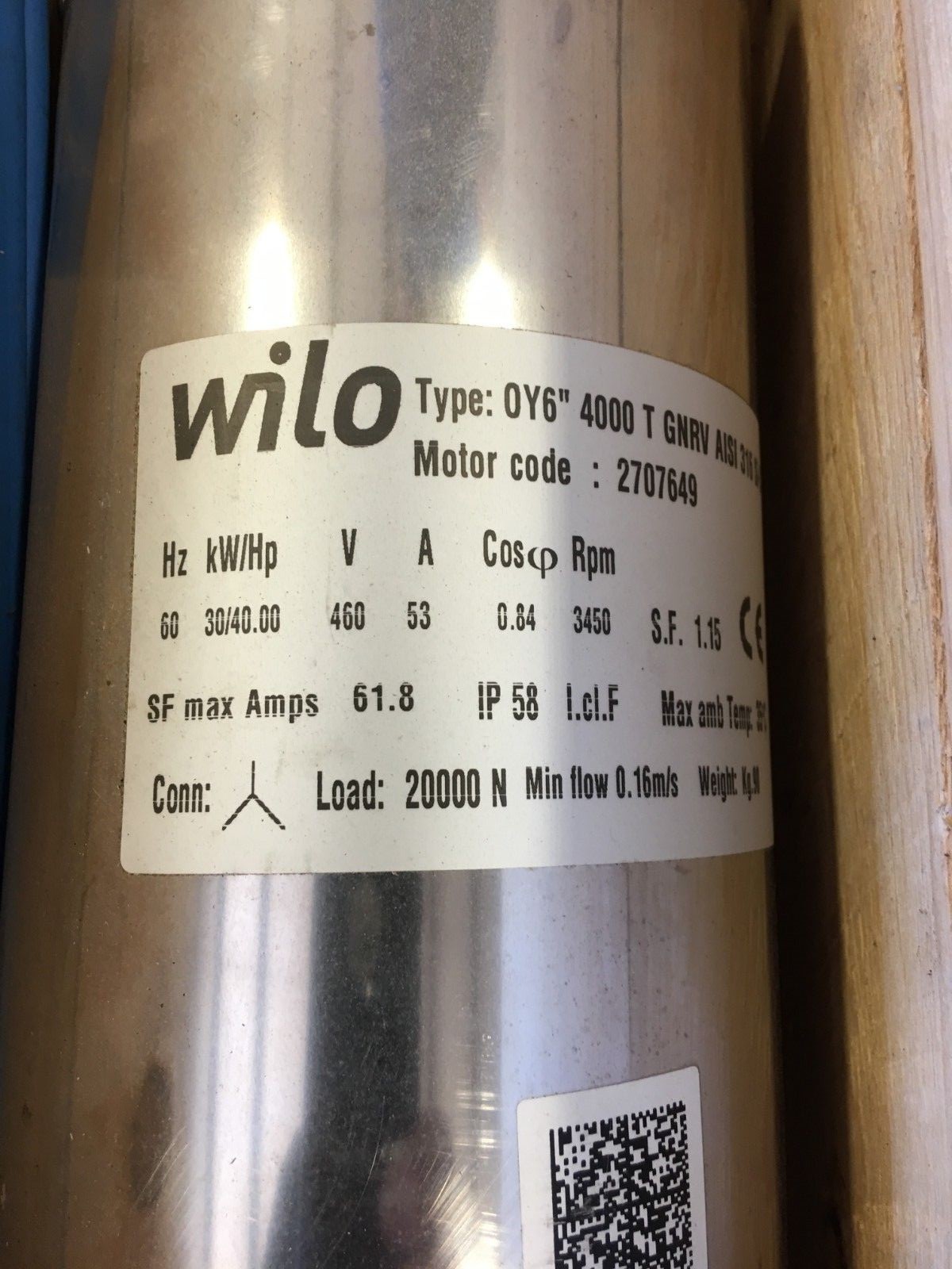 WILO #2707649 40HP  6-R  Submersible Pump Motor M6 NIB NOS