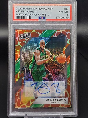 2022 Panini National VIP Kevin Garnett Giraffe 1/1 Auto Boston Celtics 35 PSA 8