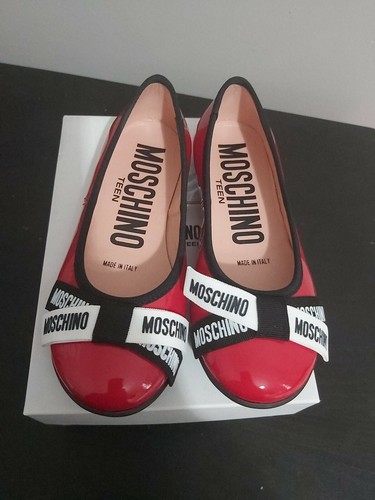 MOSCHINO Girls Kids Red Patent Leather Shoes With Logo