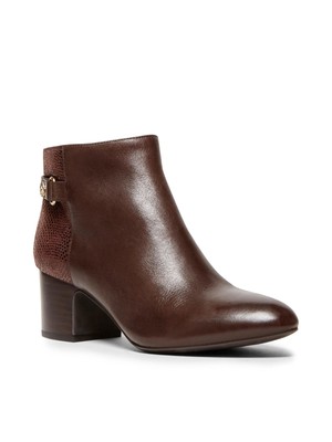 

ANNE KLEIN Женские коричневые кожаные ботильоны Hilda с миндалевидным носком на блочном каблуке, Коричневый, AK193056