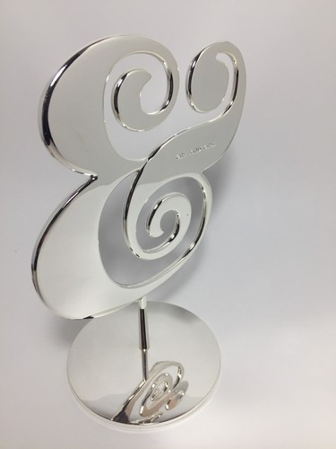 Kate Spade New York Darling Wedding Point Cake Topper Silver Engraved Mr & Mrs