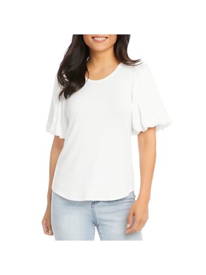 Женский белый топ KAREN KANE с круглым вырезом и коротким рукавом S
