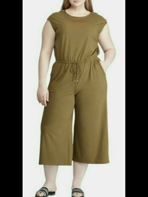 

RALPH LAUREN Женский зеленый комбинезон с поясом и короткими рукавами и широкими штанинами