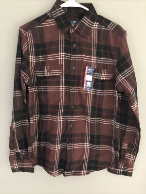 mens george flannel shirt small brown plaid New With Tags Will Combine Shipping