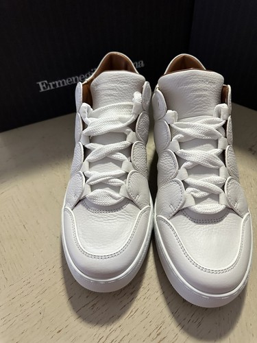 Pre-owned Ermenegildo Zegna $950  Couture Leather Sneakers White Size 7 Us/40 Eu