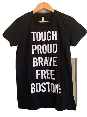 american apparel tough proud brave free Boston Marathon T shirt Sz large Ru Lala