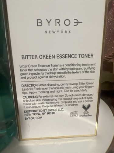Byroe Bitter Green Essence Toner Antioxidant Rich Pore Minimizing EXP:9/22 RP$95