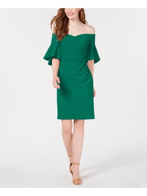 

CALVIN KLEIN Женское зеленое вечернее платье-футляр выше колена с рукавами-колоколом зеленого цвета, Зеленый