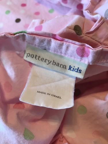 Pottery Barn Kids Bedding Twin Duvet Cover & Pillow Case Pink Brown Polka Dot