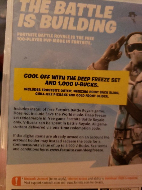 Fortnite Deep Freeze Bundle Nintendo Switch Frostbite Outfit 1000 V - 
