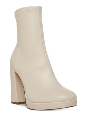 

STEVE MADDEN Женские ботильоны Bone Beige Macayla с круглым носком на блочном каблуке и застежкой-молнией, размер, Бежевый, MACA01S1