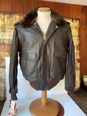 Schott NYC 184 SM Brown Naked Cowhide G1 Leather Flight Jacket 42  A2 A-2 NWT