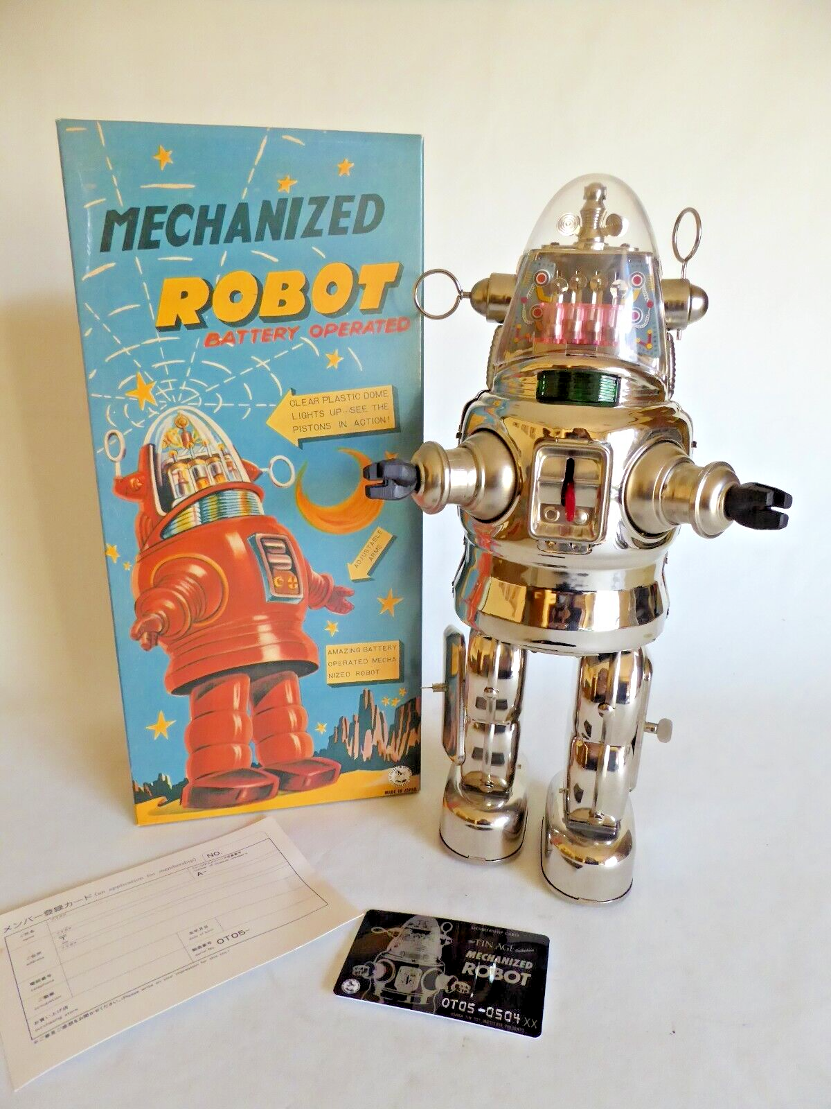 1993 OSAKA TIN TOY 13” LE #504 MECHANIZED ROBOT ROBBY CHROME (NEW