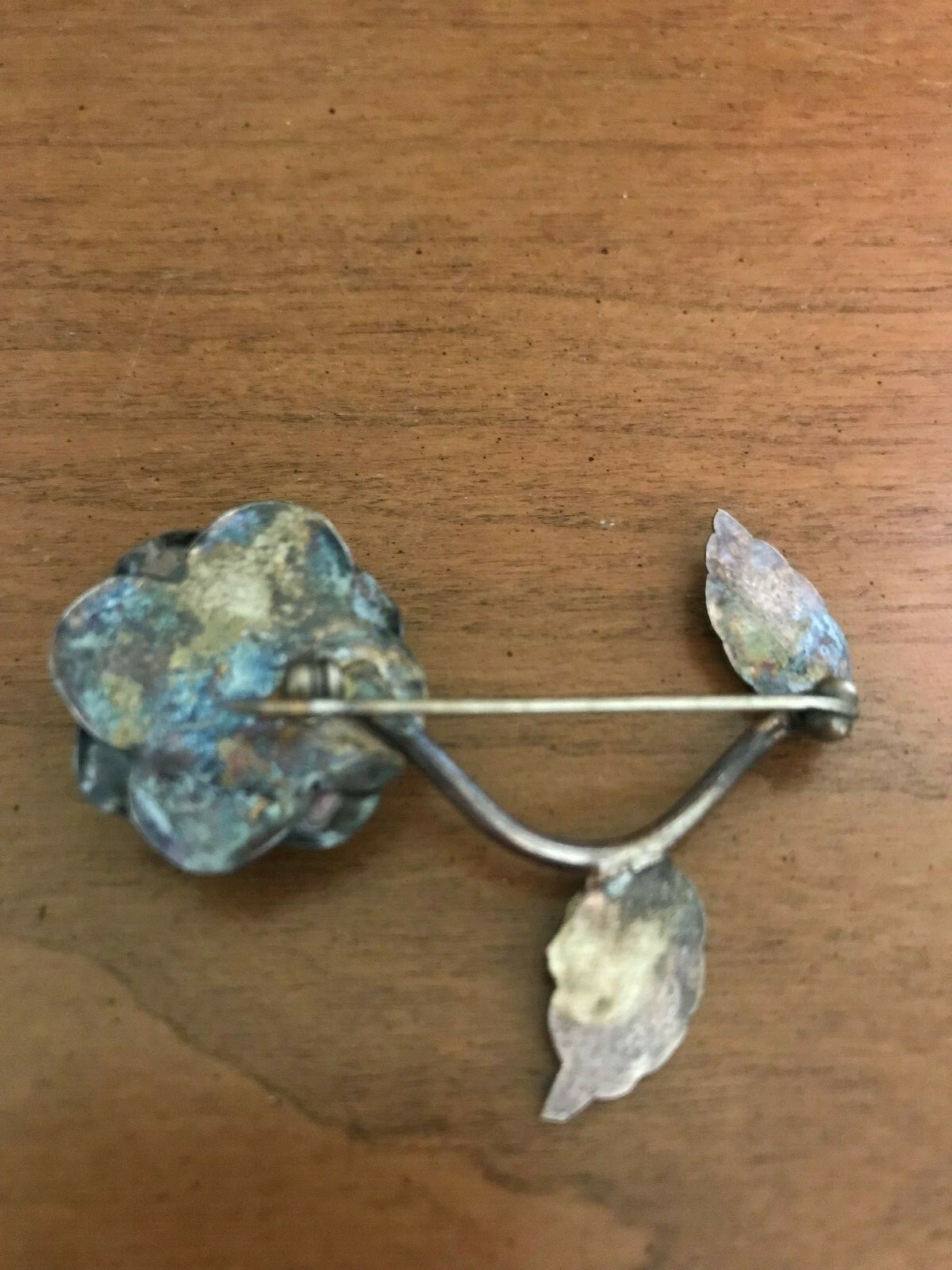 Vintage Mexican Sterling Silver Rose Pin