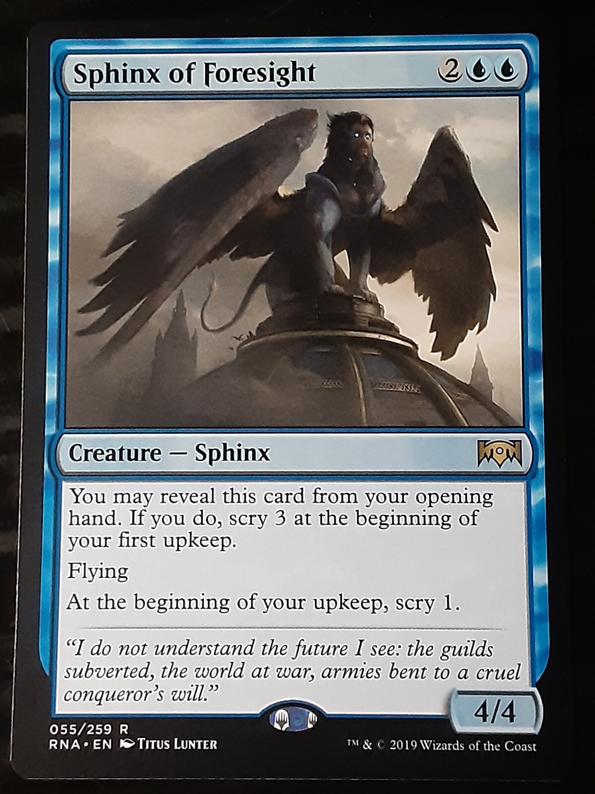 Sphinx of Foresight 1x FOIL RNA MTG Ravnica Allegiance Rare MINT blue Sphinx of Foresight 1x FOIL RNA MTG Ravnica Allegiance Rare MINT blue