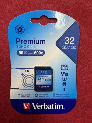 Verbatim, Premium SDHC Card, 32 GB, #96871 NEW