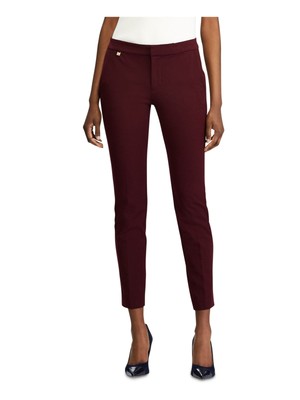 

RALPH LAUREN Женские бордовые брюки стрейч для работы Прямые брюки Petites, Burgundy, 201774613004