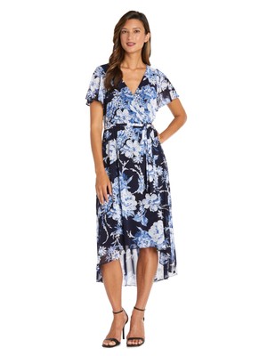 

R-M RICHARDS Женское темно-синее платье на подкладке с завязками на талии High-low Wrap Dress, Navy