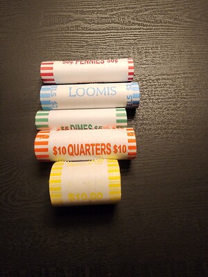Unsearched Bank Coin Roll Lot: Penny, Nickel, Dime, Quarter, And Half. 